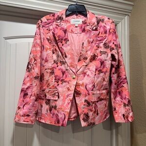 Liverpool Pink Punch Rose Floral Women's Blazer size L NWT